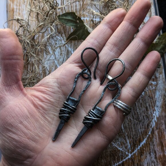 Rustic Nail Ear Weights - Picture 4 of 4